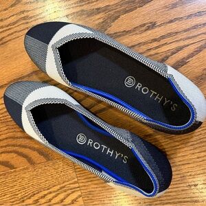 Rothy's Black and White Striped Slip-On Flats